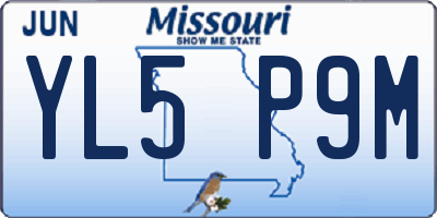 MO license plate YL5P9M
