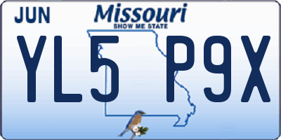 MO license plate YL5P9X