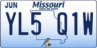 MO license plate YL5Q1W