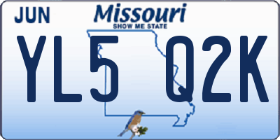 MO license plate YL5Q2K