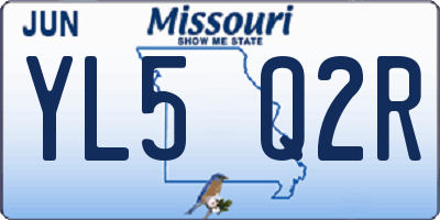 MO license plate YL5Q2R