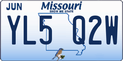 MO license plate YL5Q2W
