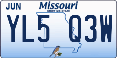 MO license plate YL5Q3W