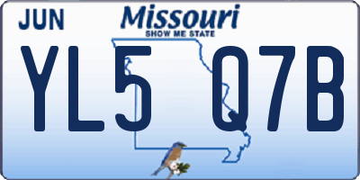MO license plate YL5Q7B