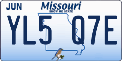 MO license plate YL5Q7E