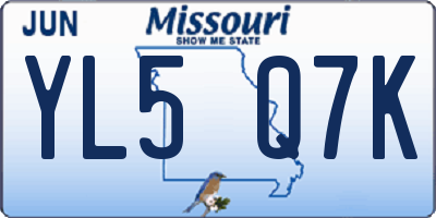 MO license plate YL5Q7K