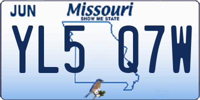 MO license plate YL5Q7W