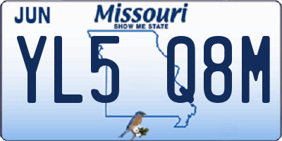 MO license plate YL5Q8M