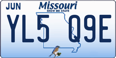 MO license plate YL5Q9E