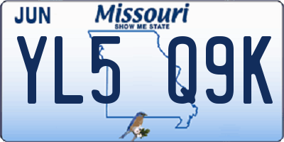 MO license plate YL5Q9K