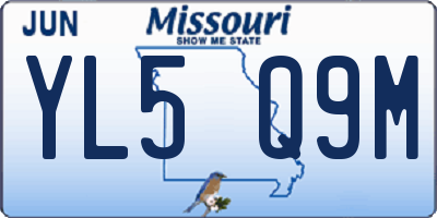 MO license plate YL5Q9M