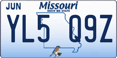 MO license plate YL5Q9Z