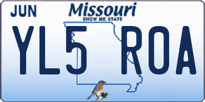 MO license plate YL5R0A