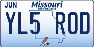 MO license plate YL5R0D