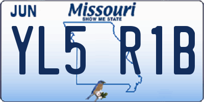 MO license plate YL5R1B