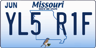 MO license plate YL5R1F