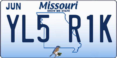 MO license plate YL5R1K