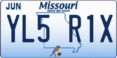 MO license plate YL5R1X