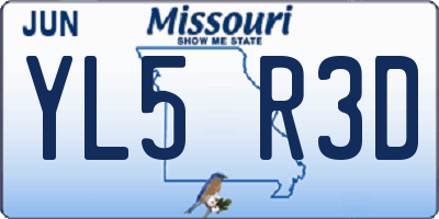 MO license plate YL5R3D