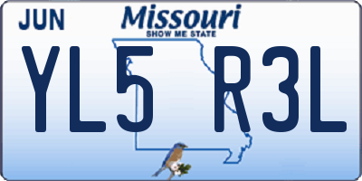 MO license plate YL5R3L