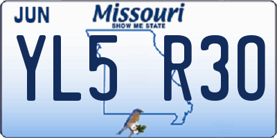 MO license plate YL5R3O