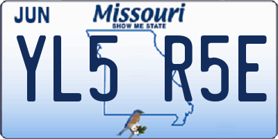 MO license plate YL5R5E