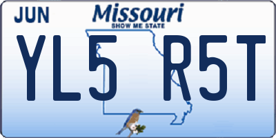 MO license plate YL5R5T