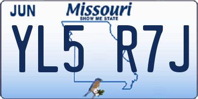 MO license plate YL5R7J