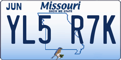MO license plate YL5R7K
