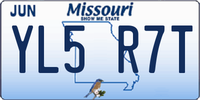 MO license plate YL5R7T