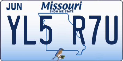 MO license plate YL5R7U