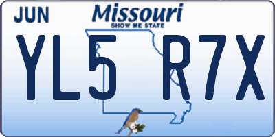 MO license plate YL5R7X