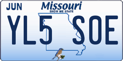 MO license plate YL5S0E