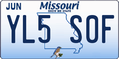 MO license plate YL5S0F