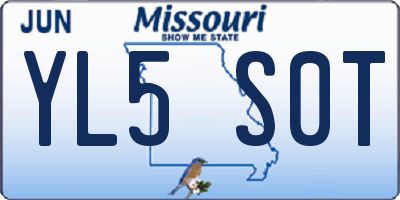 MO license plate YL5S0T