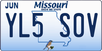 MO license plate YL5S0V
