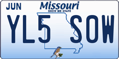 MO license plate YL5S0W