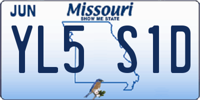 MO license plate YL5S1D