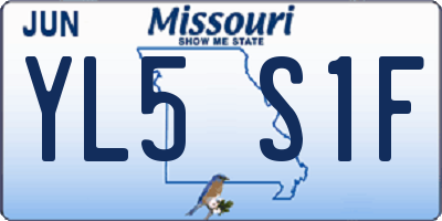 MO license plate YL5S1F
