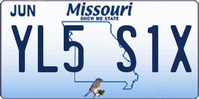 MO license plate YL5S1X