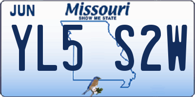 MO license plate YL5S2W