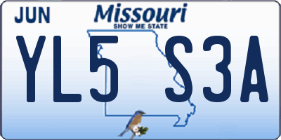 MO license plate YL5S3A