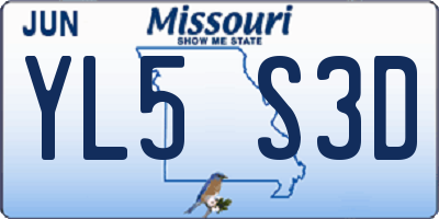MO license plate YL5S3D