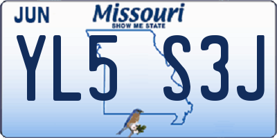 MO license plate YL5S3J