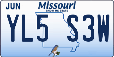MO license plate YL5S3W