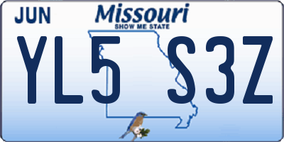 MO license plate YL5S3Z