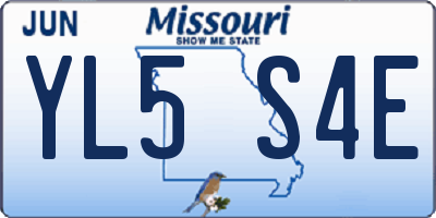 MO license plate YL5S4E