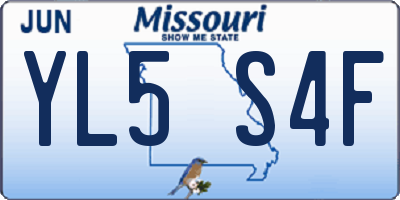 MO license plate YL5S4F