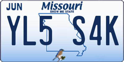 MO license plate YL5S4K