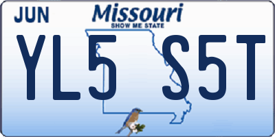 MO license plate YL5S5T